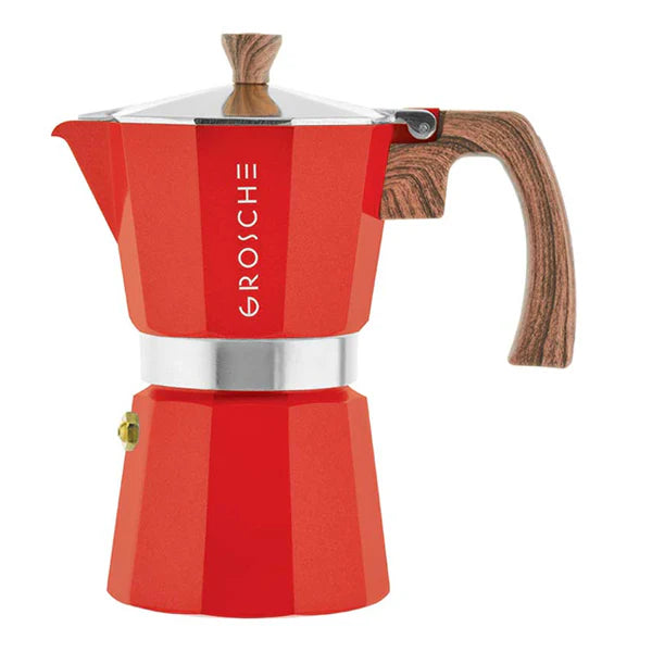 Grosche Milano Stovetop Espresso Coffee Maker Red